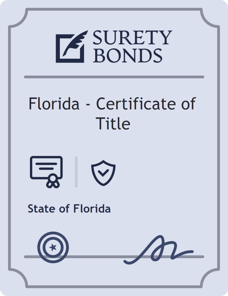 Surety bond badge for Florida - Certificate of Title