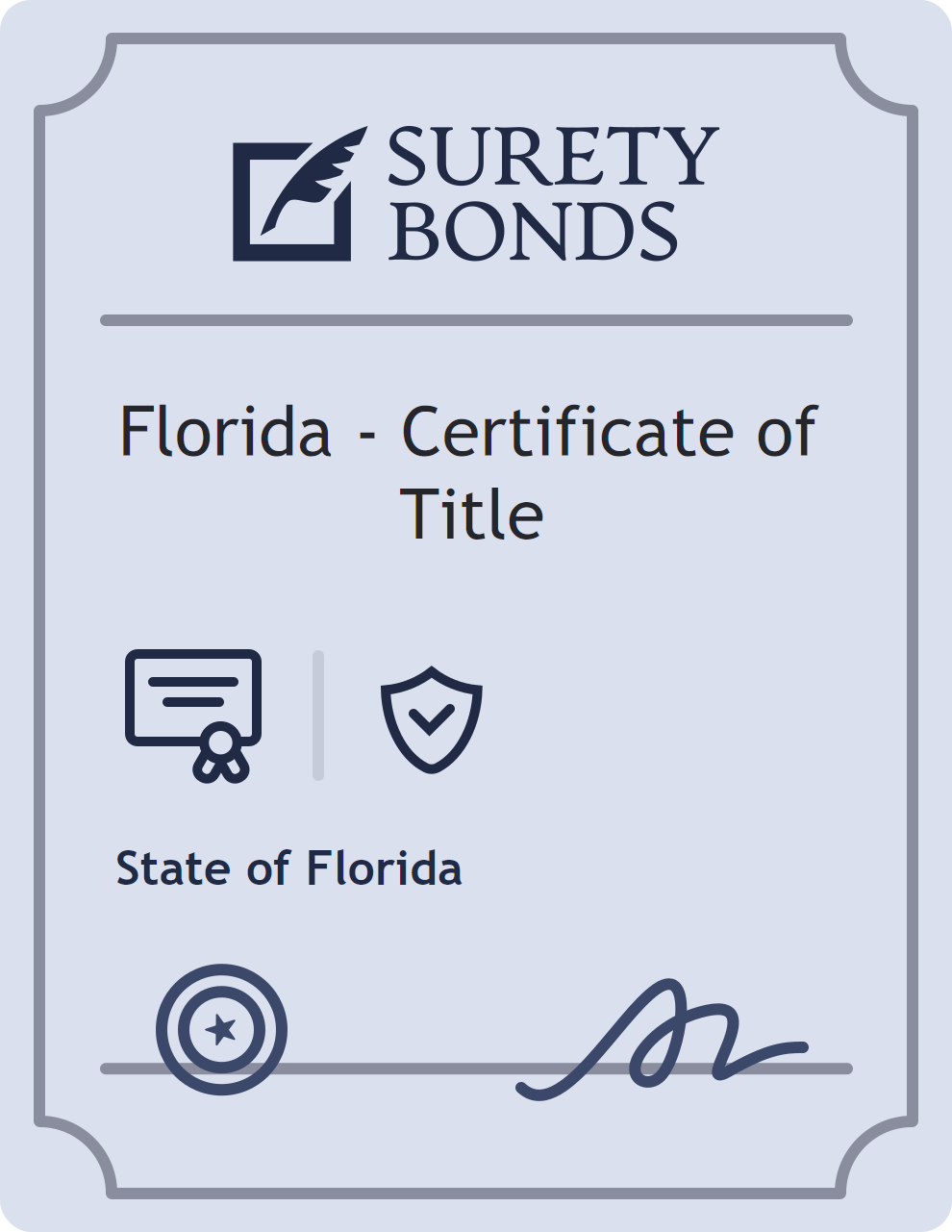 Surety bond badge for Florida - Certificate of Title