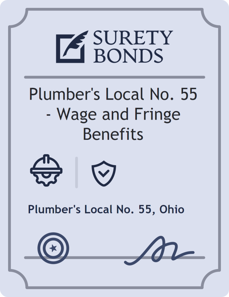 Surety bond badge for Plumber's Local No. 55 - Wage and Fringe Benefits