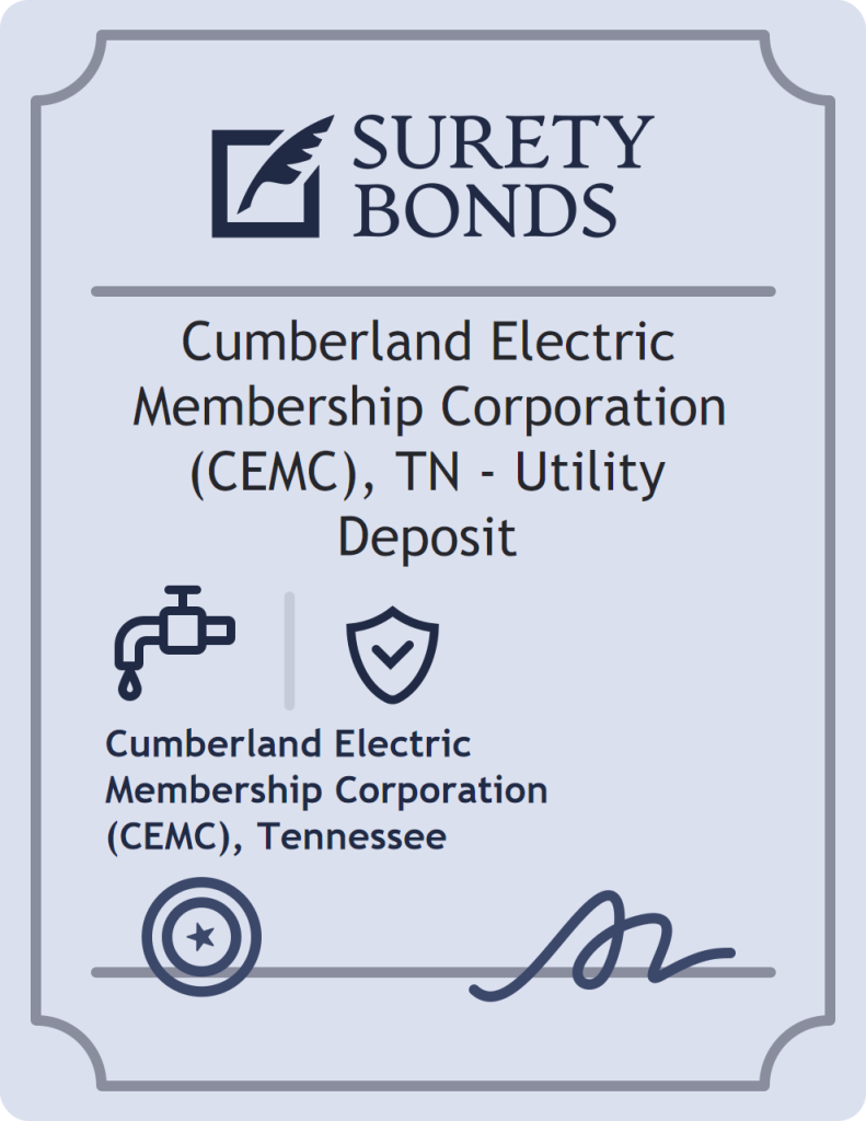 Surety bond badge for Cumberland Electric Membership Corporation (CEMC), TN - Utility Deposit
