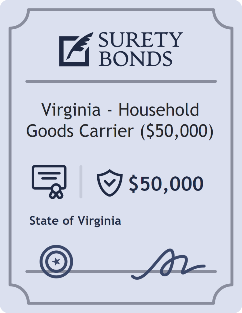 Surety bond badge for Virginia - Household Goods Carrier ($50,000)