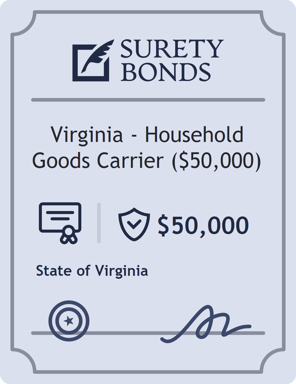 Surety bond badge for Virginia - Household Goods Carrier ($50,000)