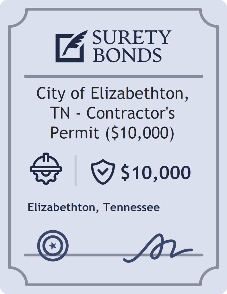 Surety bond badge for City of Elizabethton, TN - Contractor's Permit ($10,000)