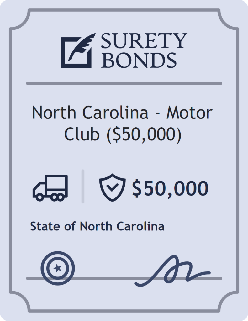 Surety bond badge for North Carolina - Motor Club ($50,000)