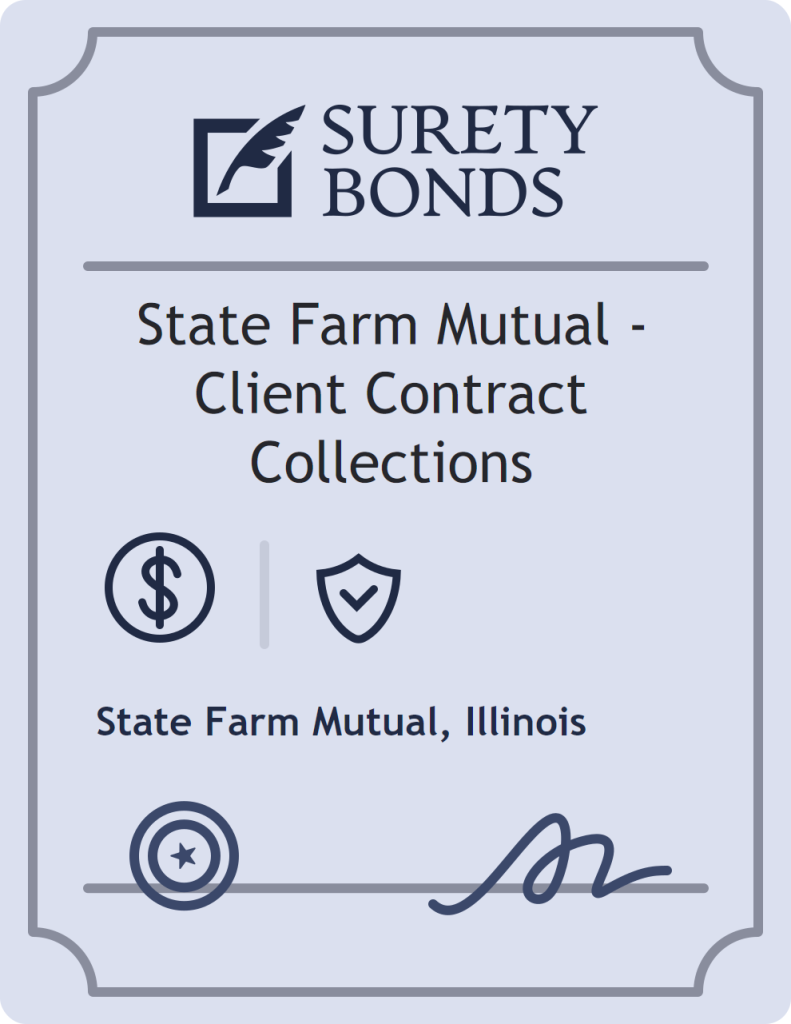 Surety bond badge for State Farm Mutual - Client Contract Collections