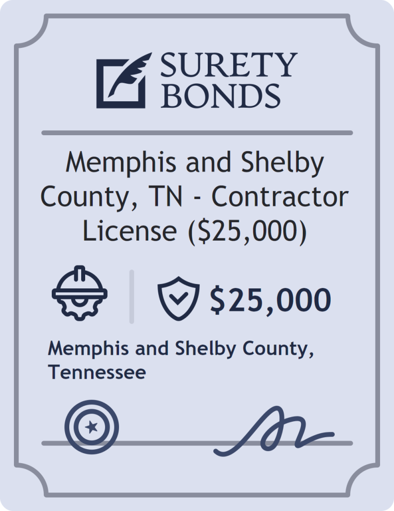 Surety bond badge for Memphis and Shelby County, TN - Contractor License ($25,000)