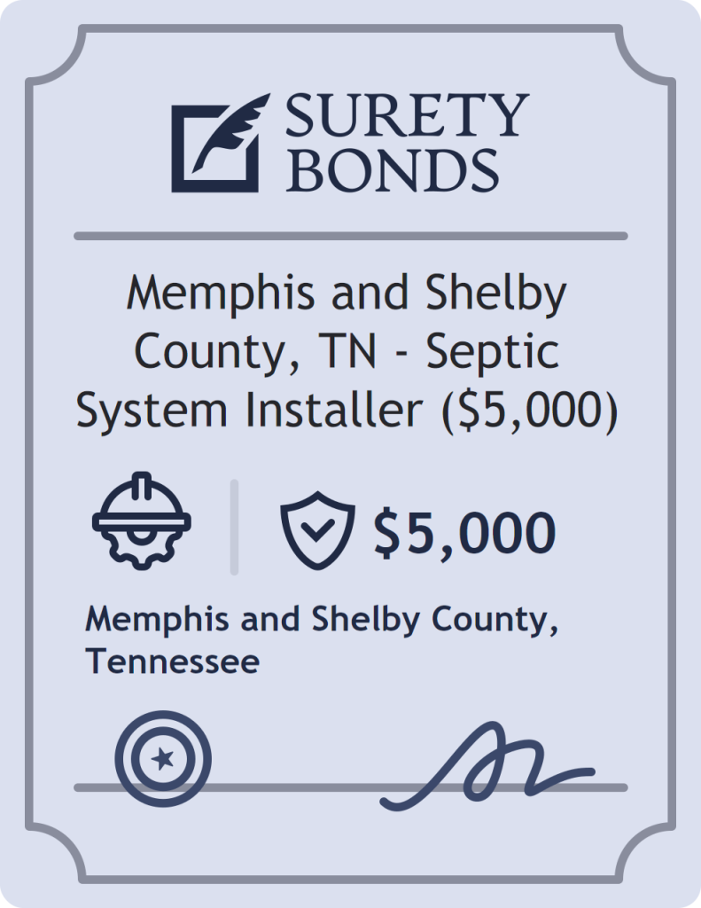 Surety bond badge for Memphis and Shelby County, TN - Septic System Installer ($5,000)