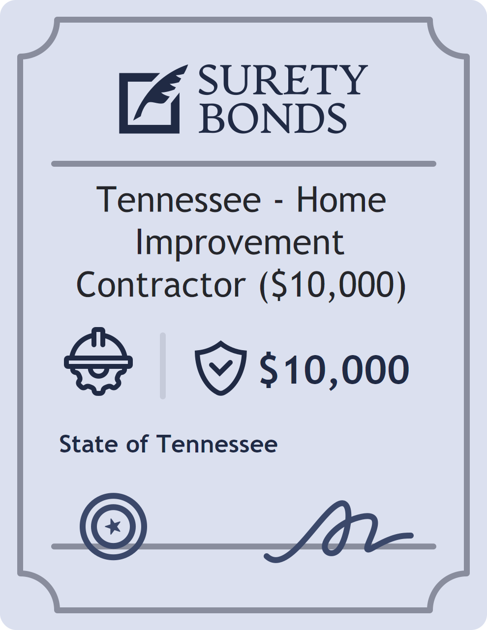 Surety bond badge for Tennessee - Home Improvement Contractor ($10,000)
