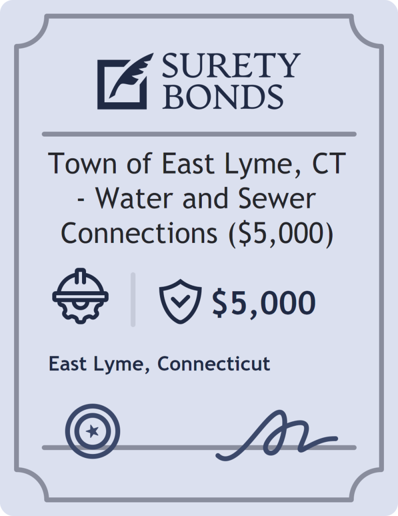 Surety bond badge for Town of East Lyme, CT - Water and Sewer Connections ($5,000)