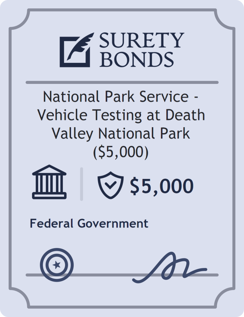 Surety bond badge for National Park Service - Vehicle Testing at Death Valley National Park ($5,000)
