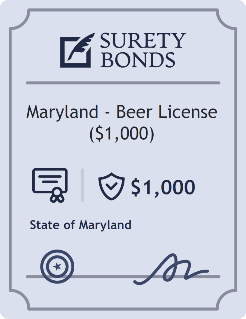 Surety bond badge for Maryland - Beer License ($1,000)