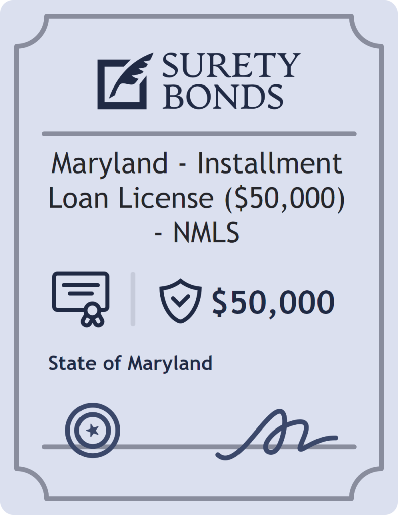 Surety bond badge for Maryland - Installment Loan License ($50,000) - NMLS