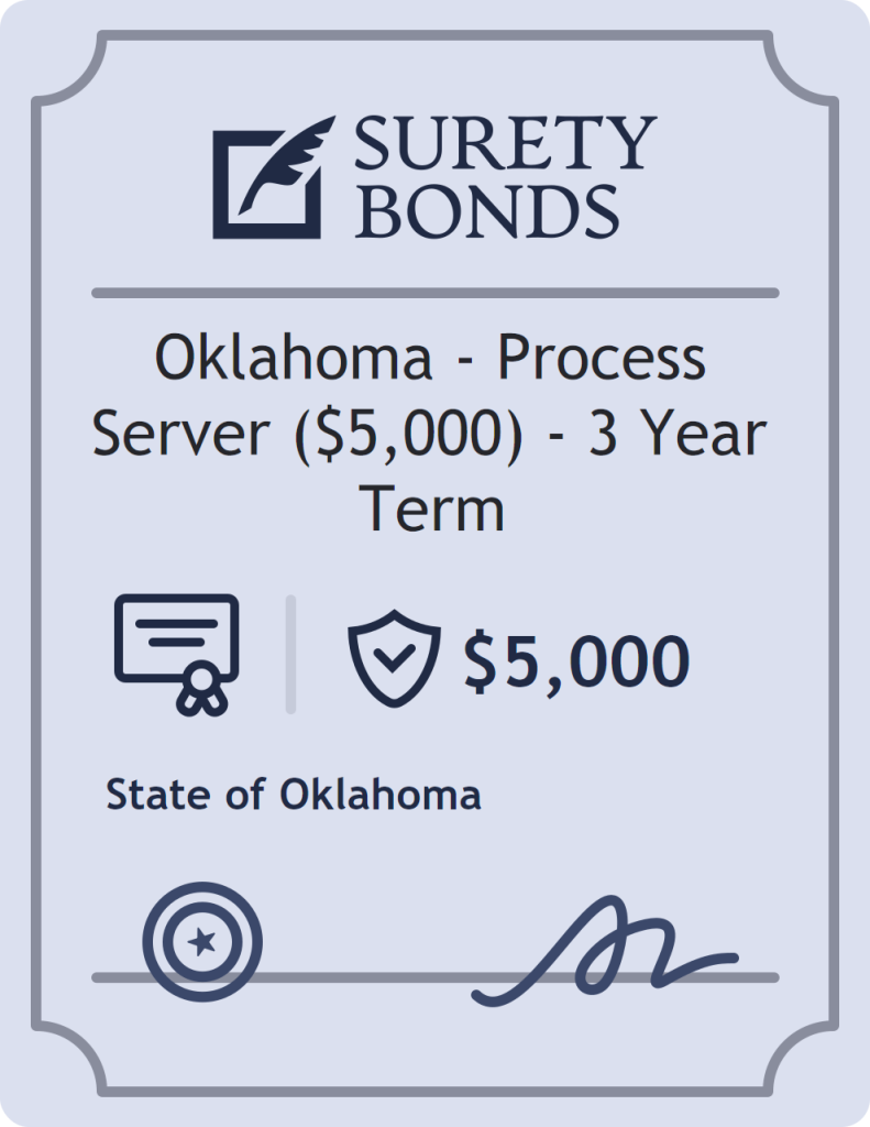 Surety bond badge for Oklahoma - Process Server ($5,000) - 3 Year Term