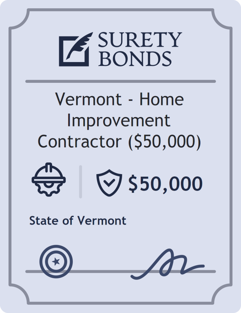 Surety bond badge for Vermont - Home Improvement Contractor ($50,000)