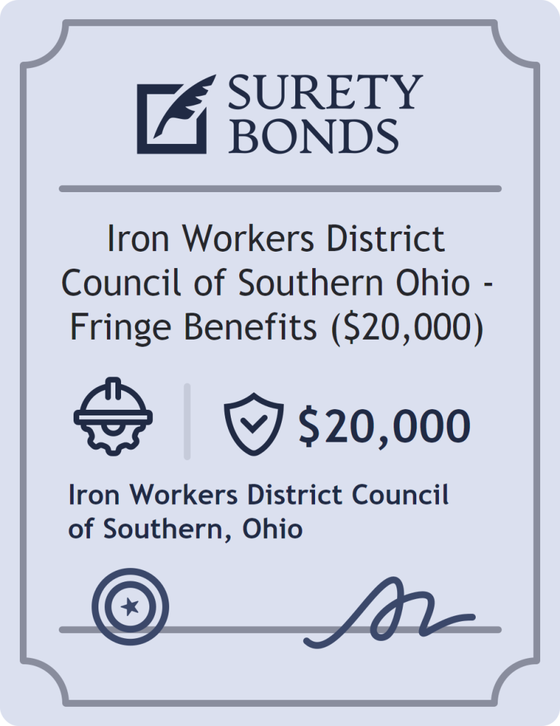 Surety bond badge for Iron Workers District Council of Southern Ohio - Fringe Benefits ($20,000)