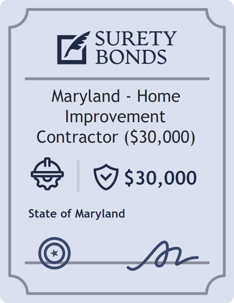Surety bond badge for Maryland - Home Improvement Contractor ($30,000)
