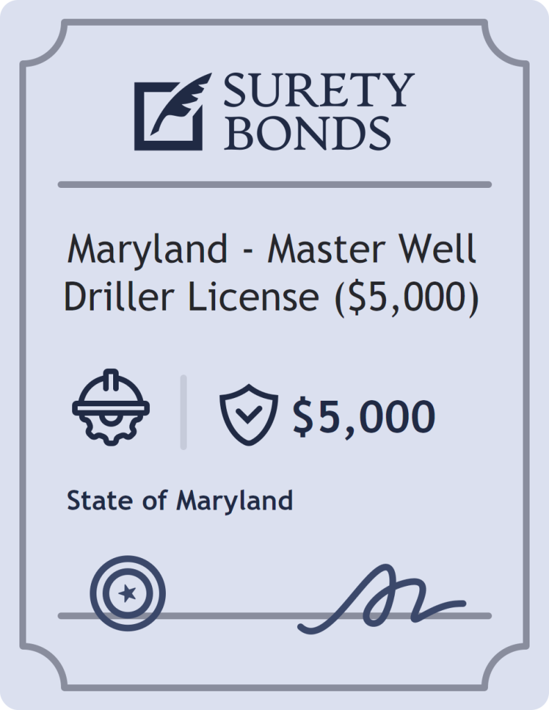 Surety bond badge for Maryland - Master Well Driller License ($5,000)