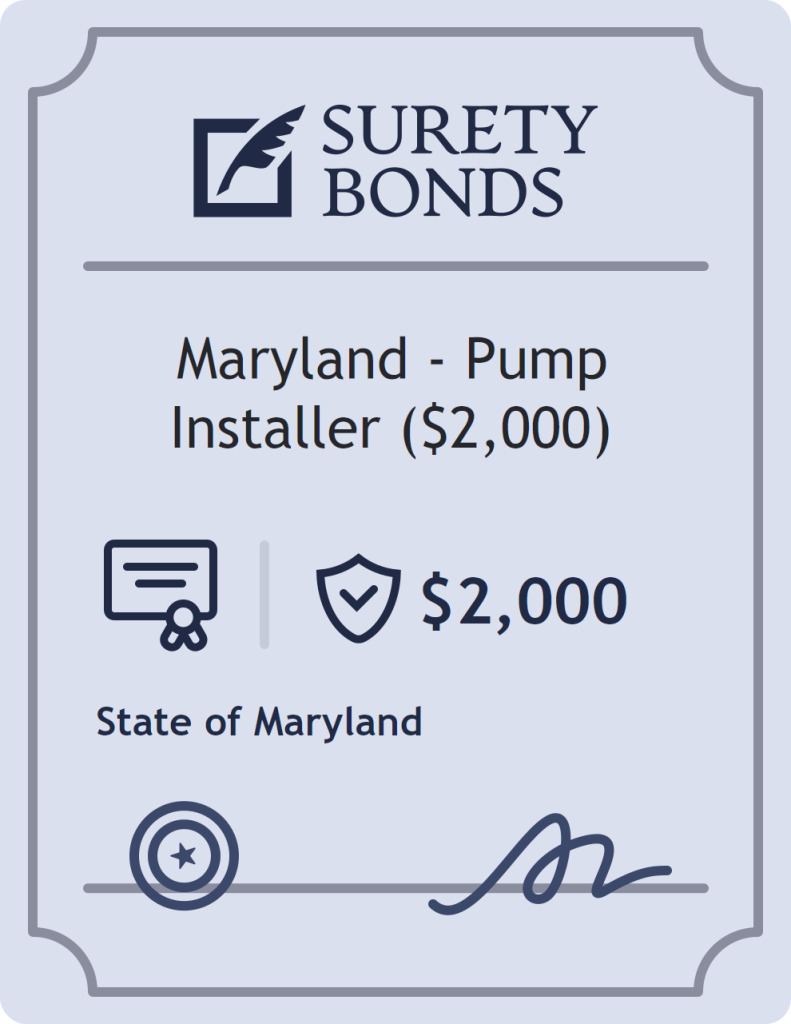 Surety bond badge for Maryland - Pump Installer ($2,000)
