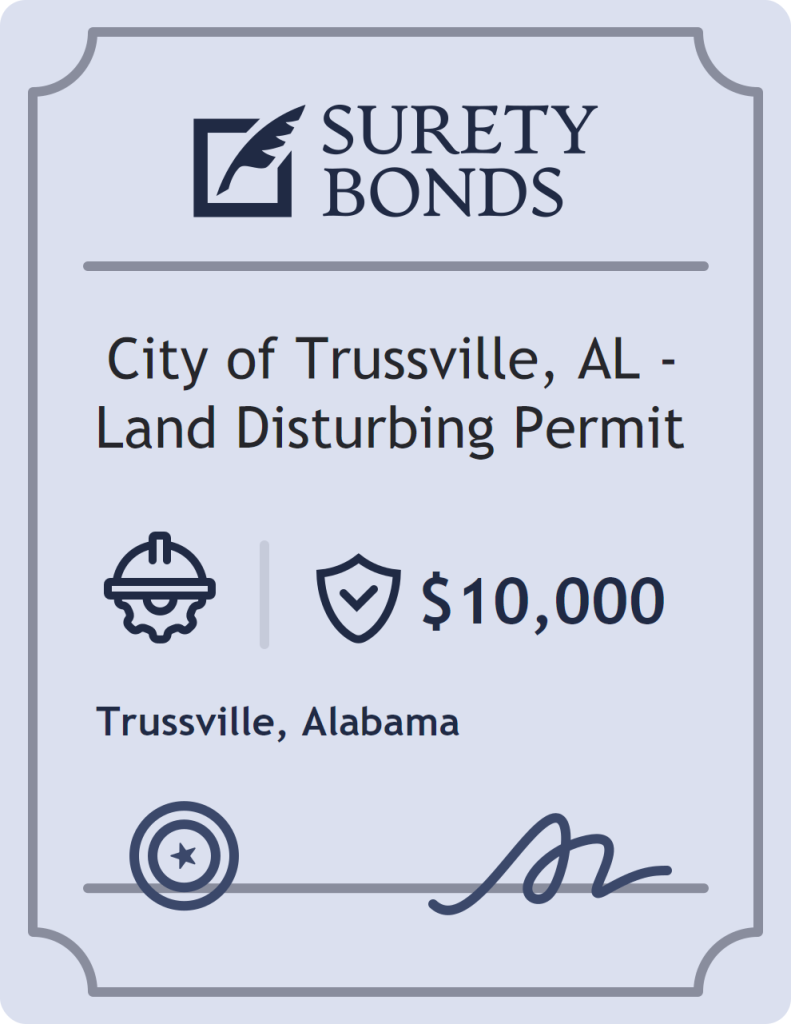 Surety bond badge for City of Trussville, AL - Land Disturbing Permit
