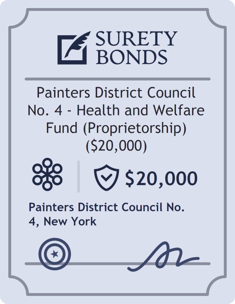 Surety bond badge for Painters District Council No. 4 - Health and Welfare Fund (Proprietorship) ($20,000)
