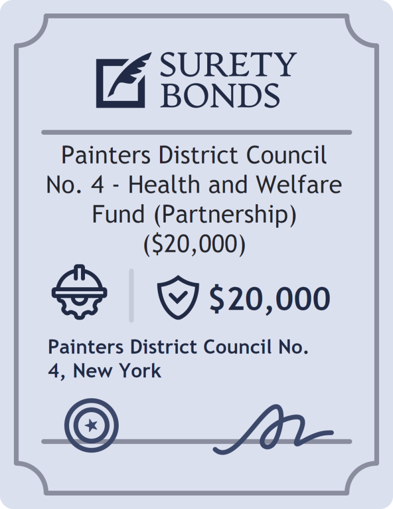 Surety bond badge for Painters District Council No. 4 - Health and Welfare Fund (Partnership) ($20,000)