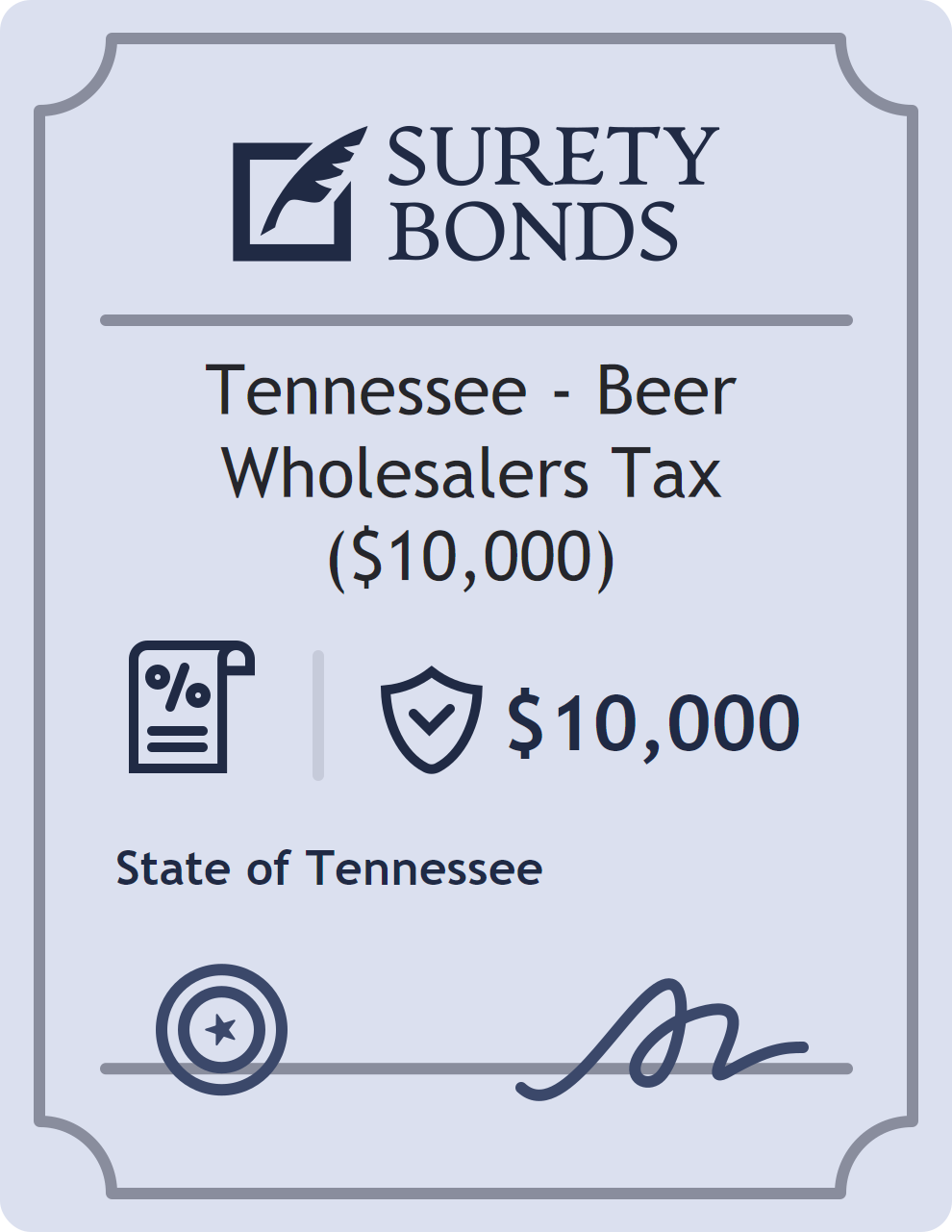 Surety bond badge for Tennessee - Beer Wholesalers Tax ($10,000)