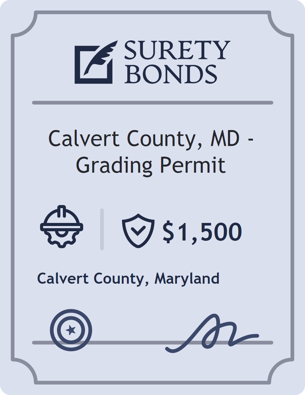 Surety bond badge for Calvert County, MD - Grading Permit
