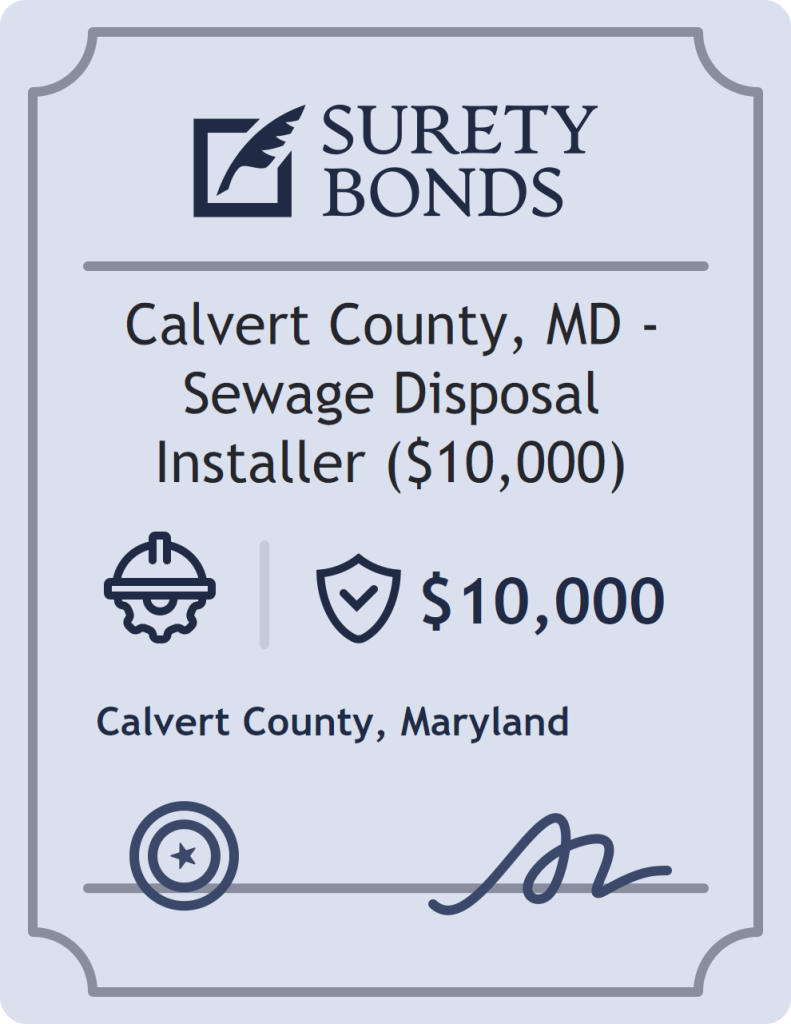 Surety bond badge for Calvert County, MD - Sewage Disposal Installer ($10,000)