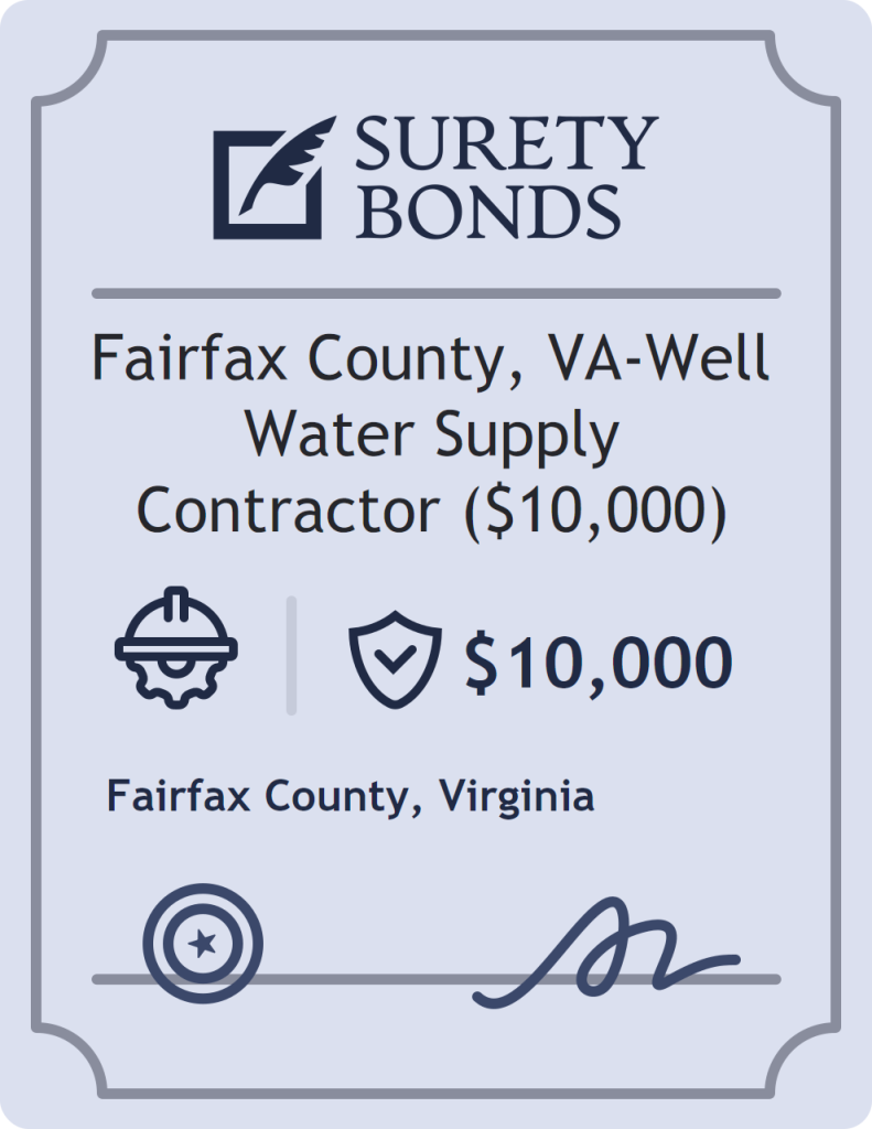 Surety bond badge for Fairfax County, VA-Well Water Supply Contractor ($10,000)