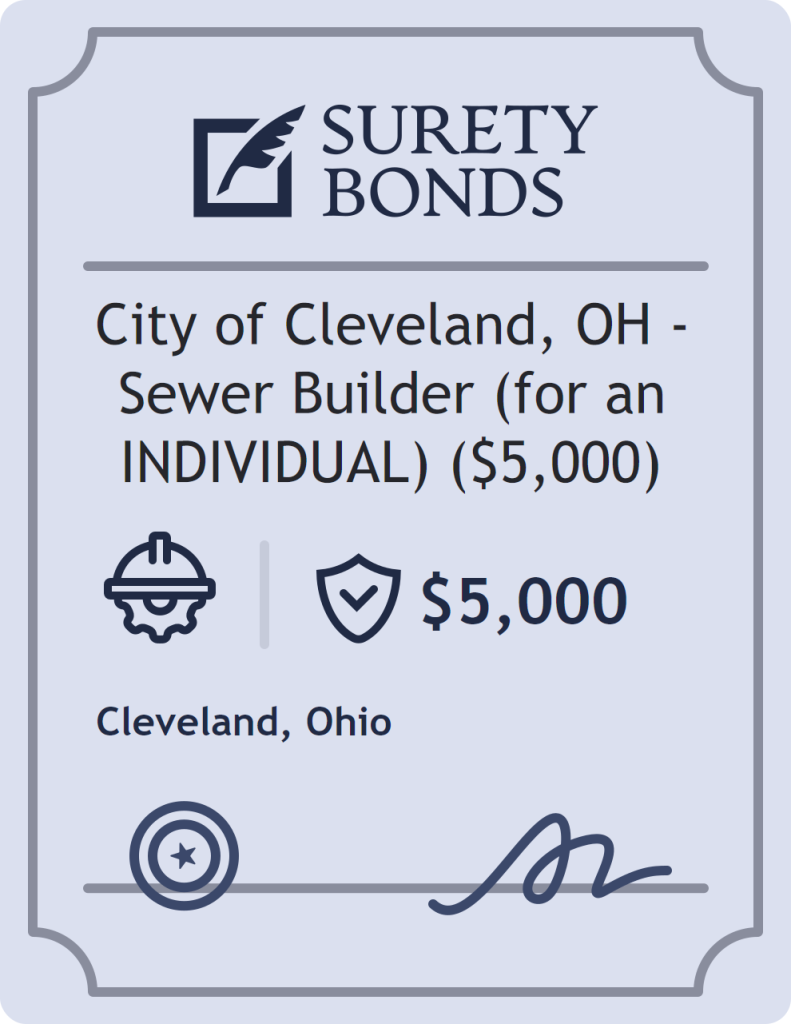 Surety bond badge for City of Cleveland, OH - Sewer Builder (for an INDIVIDUAL) ($5,000)
