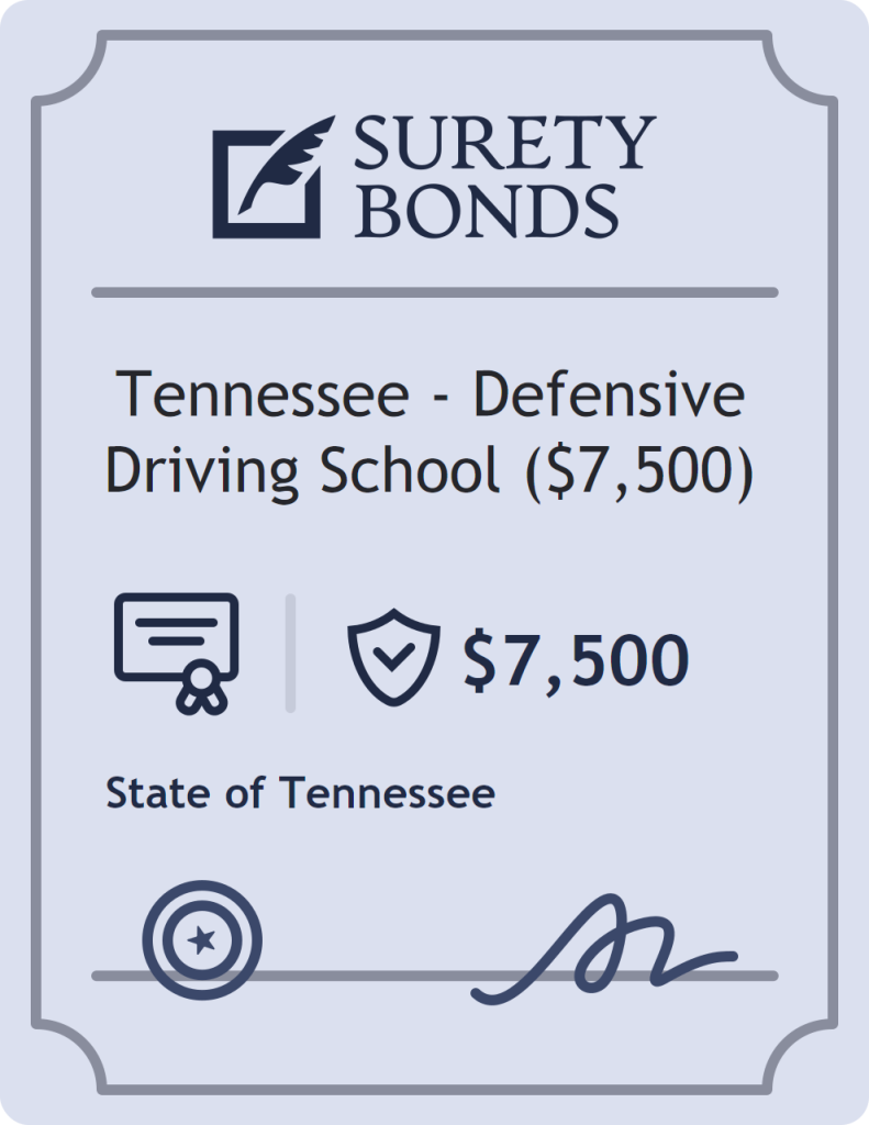 Surety bond badge for Tennessee - Defensive Driving School ($7,500)