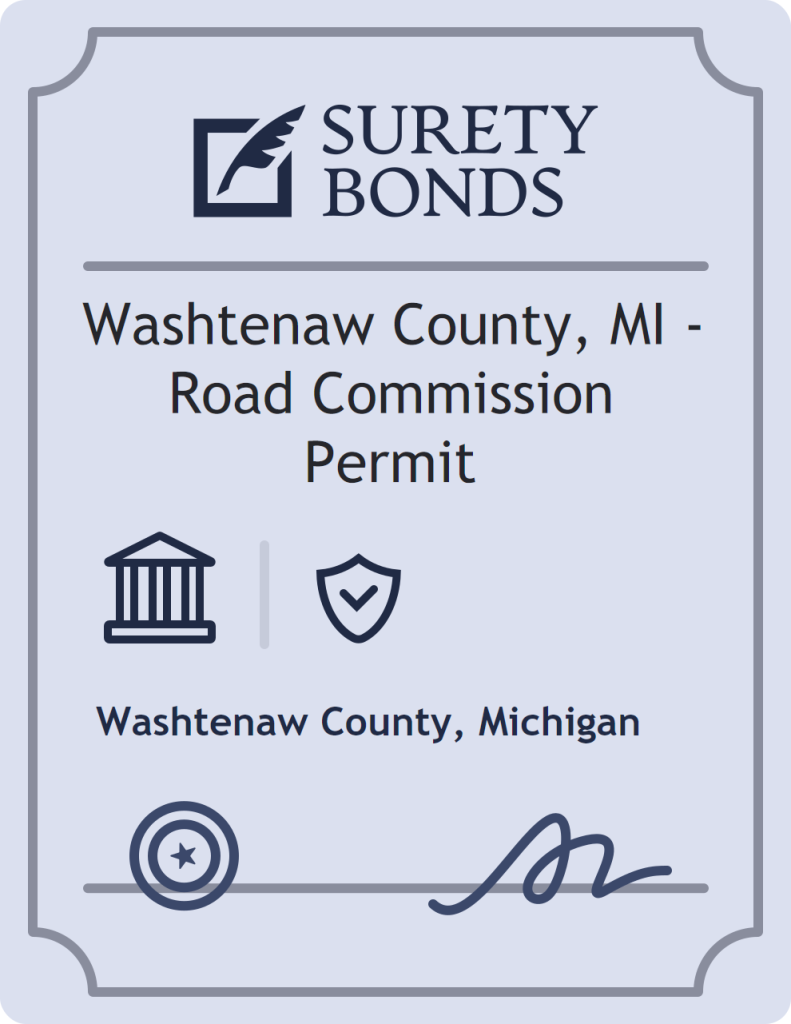 Surety bond badge for Washtenaw County, MI - Road Commission Permit
