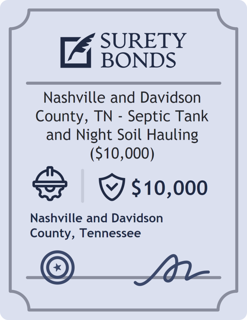 Surety bond badge for Nashville and Davidson County, TN - Septic Tank and Night Soil Hauling ($10,000)