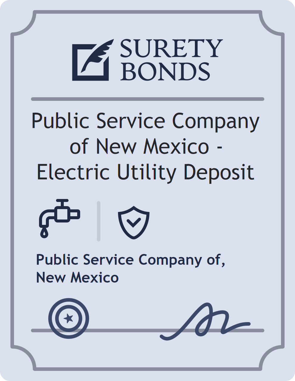Surety bond badge for Public Service Company of New Mexico - Electric Utility Deposit