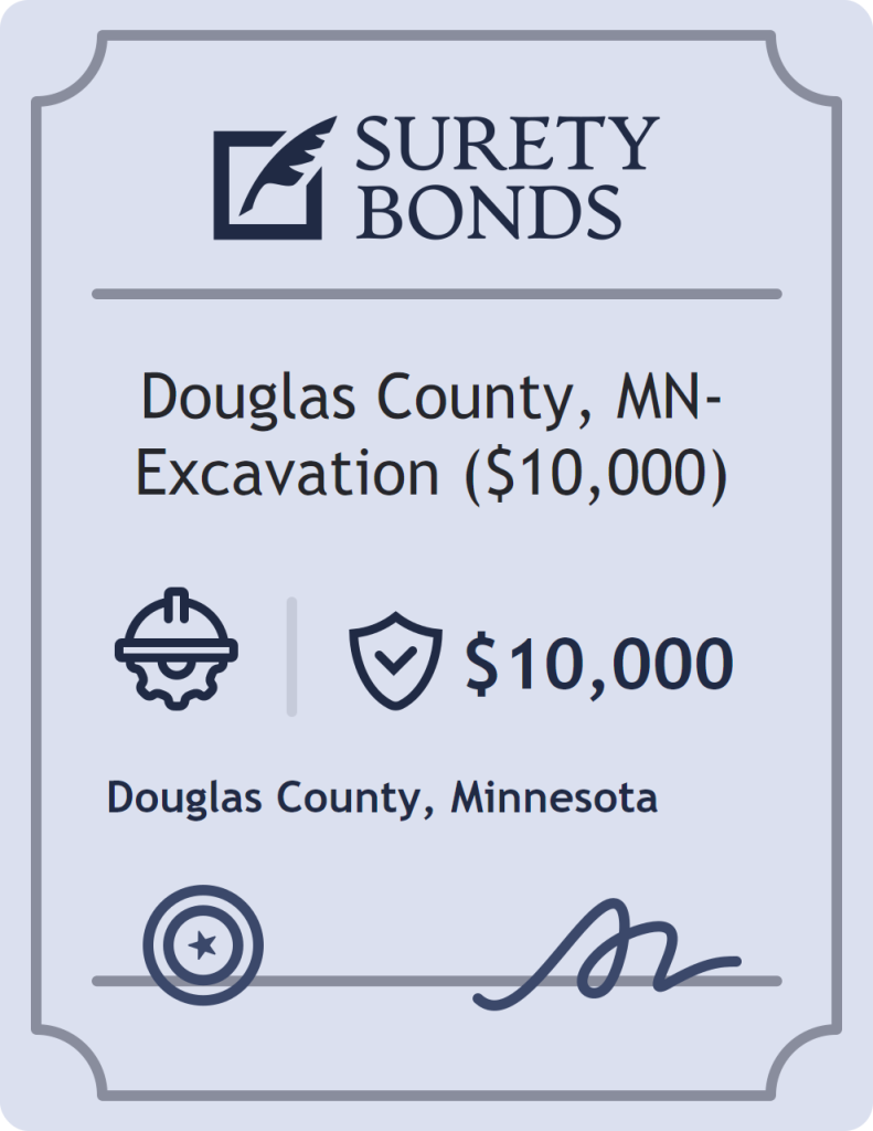 Surety bond badge for Douglas County, MN- Excavation ($10,000)