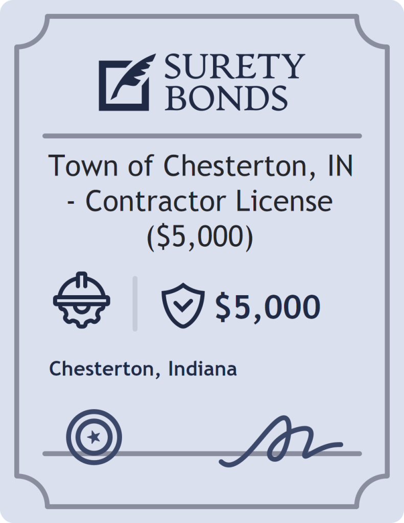 Surety bond badge for Town of Chesterton, IN - Contractor License ($5,000)