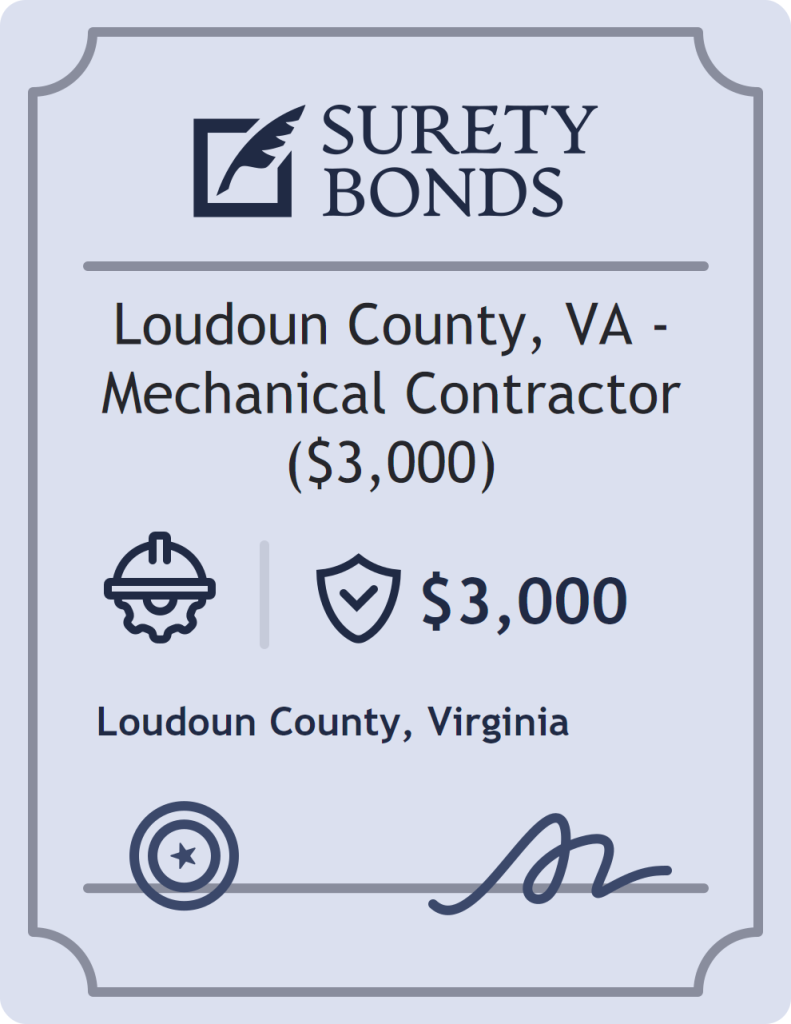 Surety bond badge for Loudoun County, VA - Mechanical Contractor ($3,000)