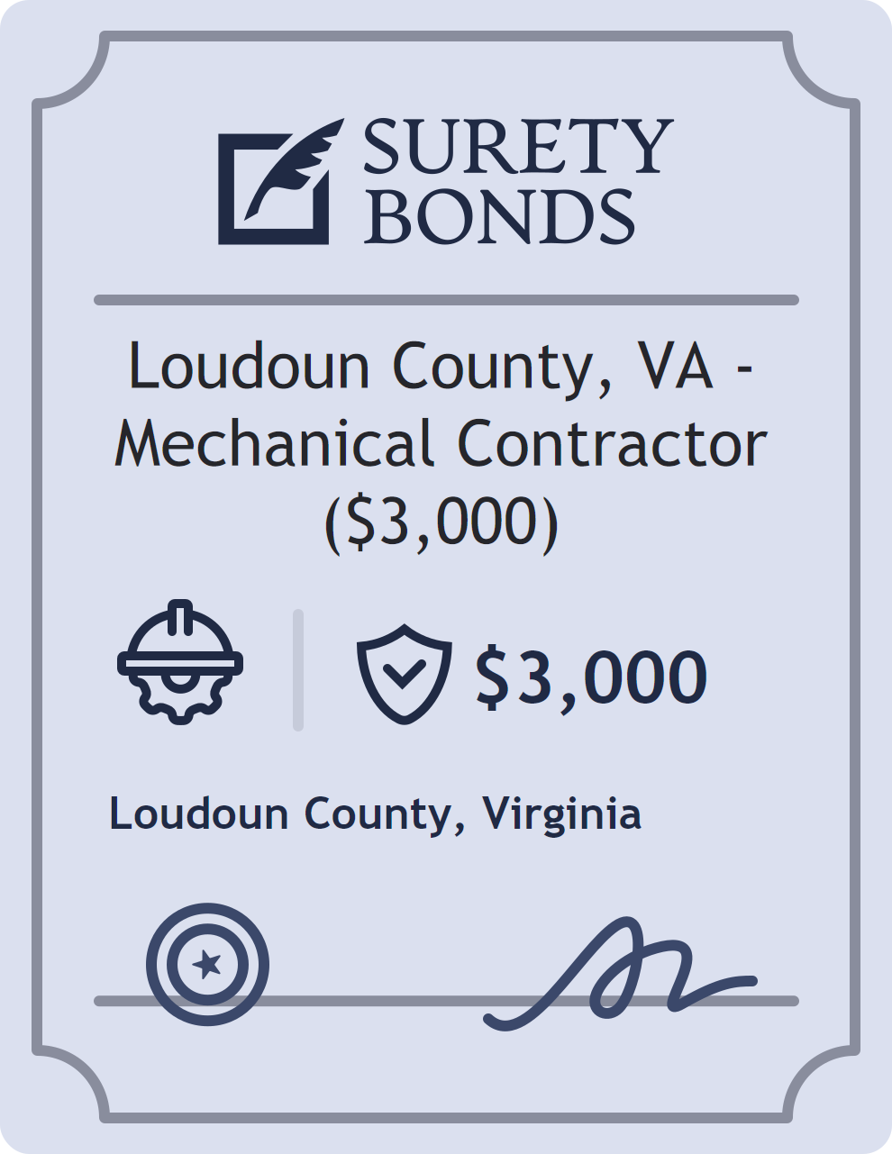 Surety bond badge for Loudoun County, VA - Mechanical Contractor ($3,000)