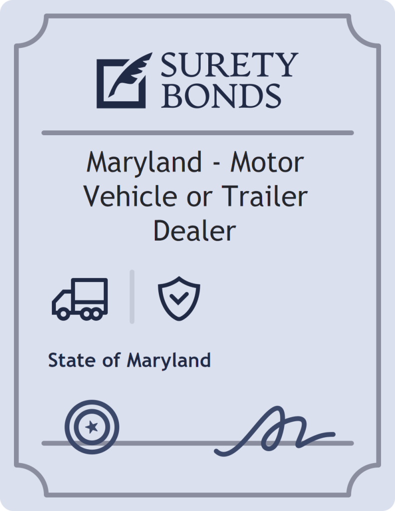 Surety bond badge for Maryland - Motor Vehicle or Trailer Dealer
