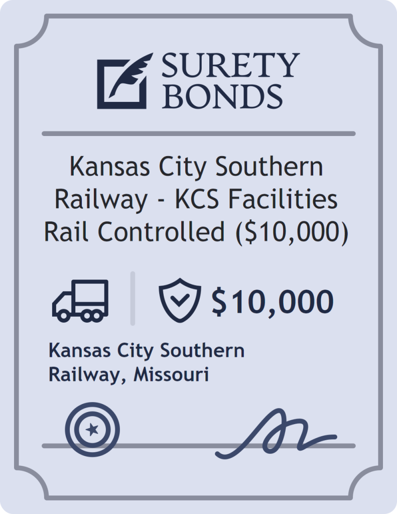 Surety bond badge for Kansas City Southern Railway - KCS Facilities Rail Controlled ($10,000)