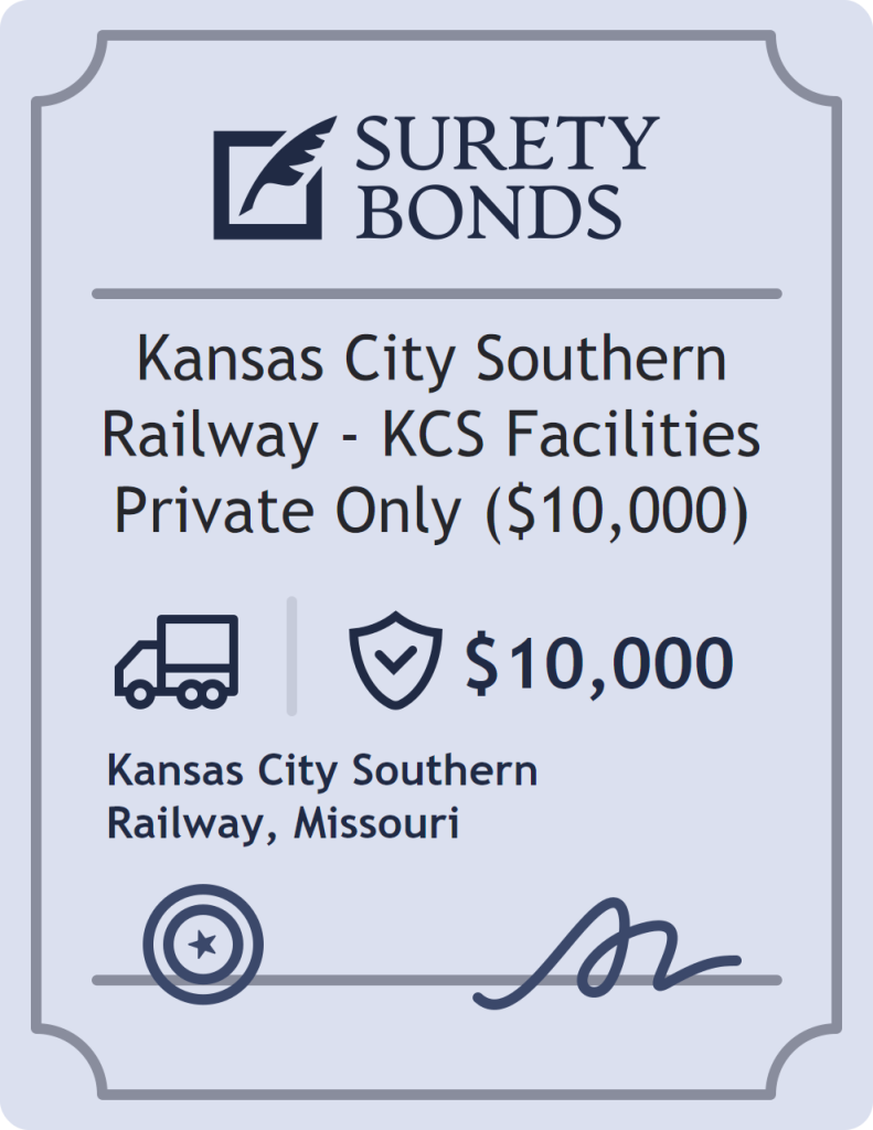 Surety bond badge for Kansas City Southern Railway - KCS Facilities Private Only ($10,000)