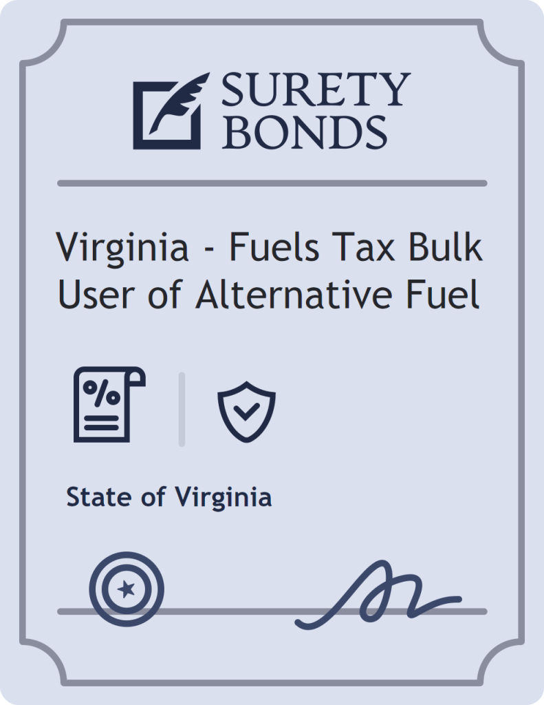 Surety bond badge for Virginia - Fuels Tax Bulk User of Alternative Fuel