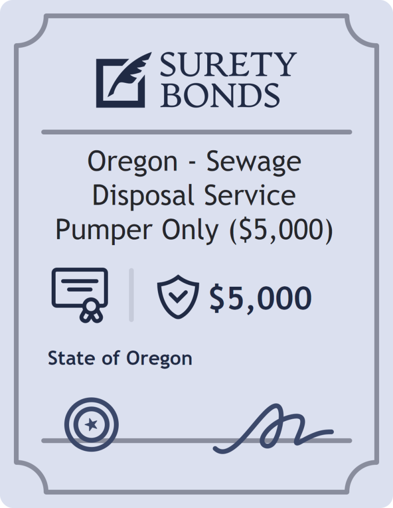 Surety bond badge for Oregon - Sewage Disposal Service Pumper Only ($5,000)