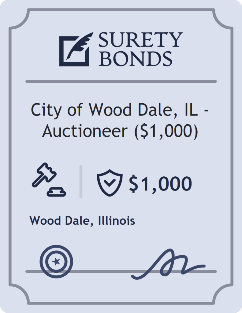 Surety bond badge for City of Wood Dale, IL - Auctioneer ($1,000)
