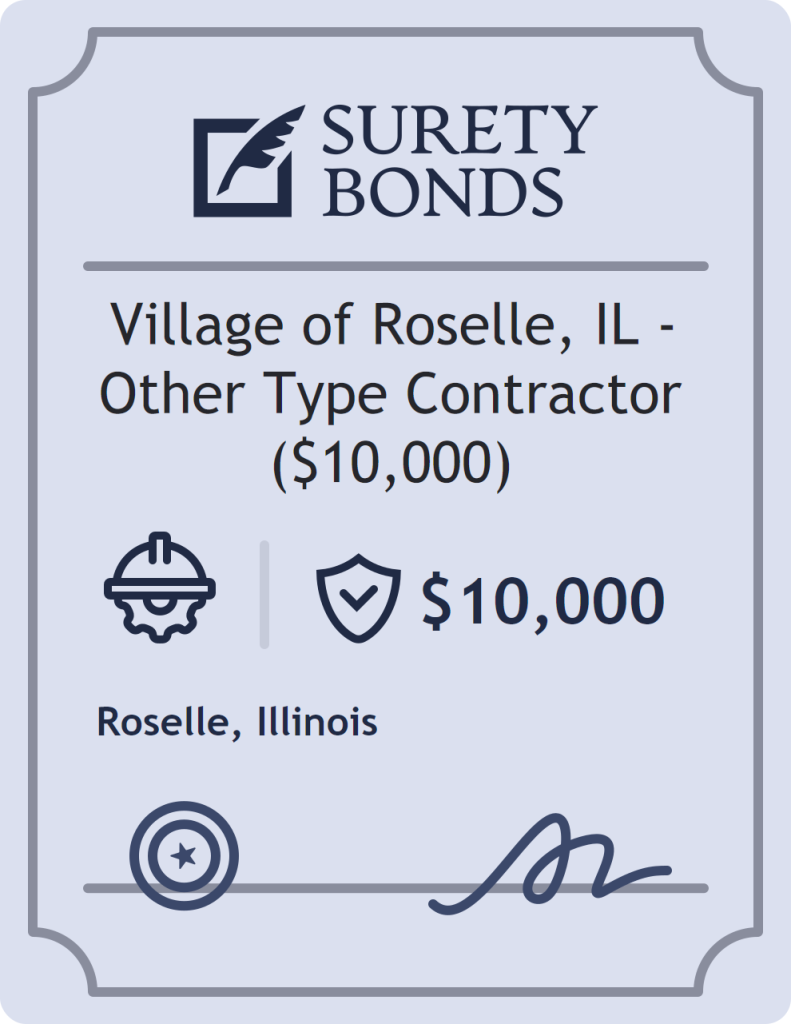 Surety bond badge for Village of Roselle, IL - Other Type Contractor ($10,000)