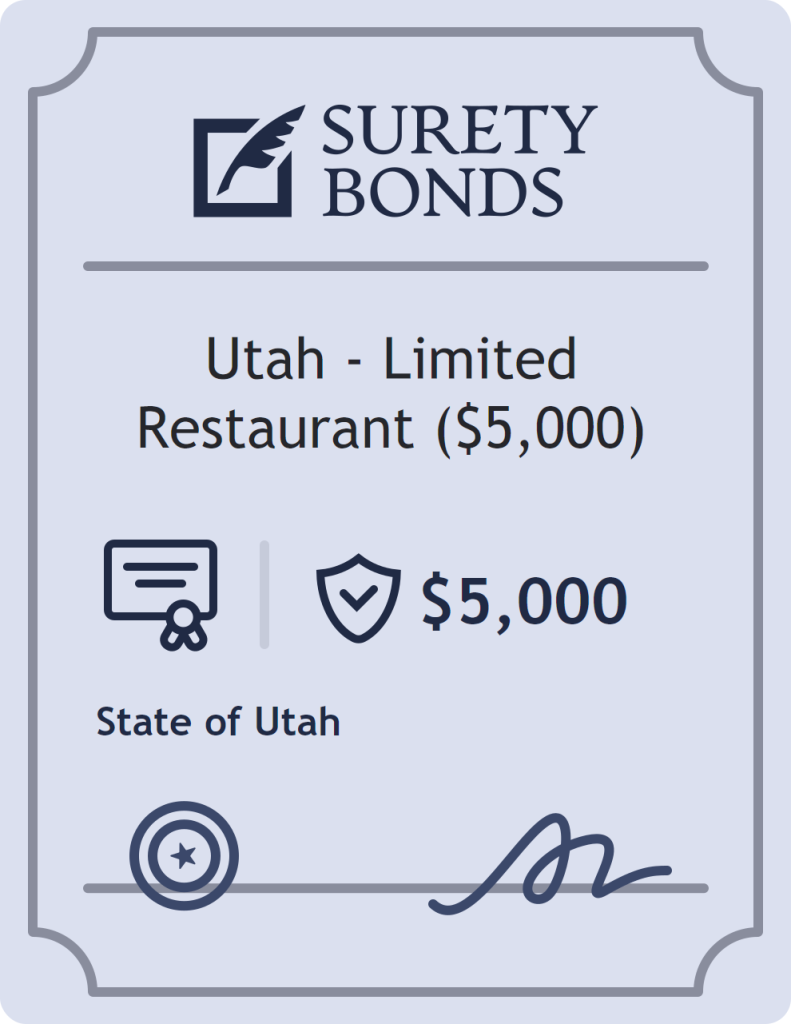 Surety bond badge for Utah - Limited Restaurant ($5,000)