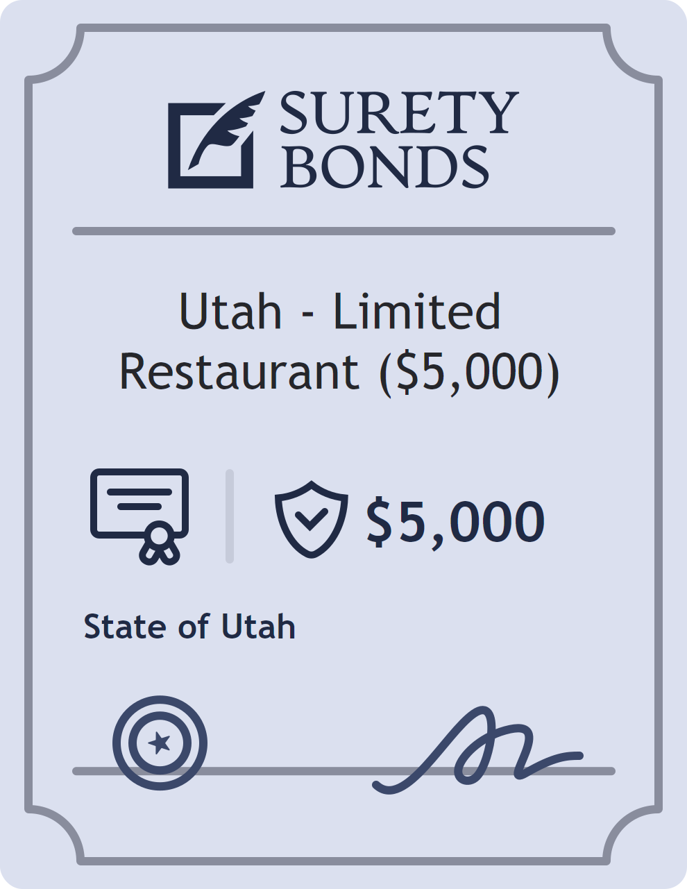 Surety bond badge for Utah - Limited Restaurant ($5,000)