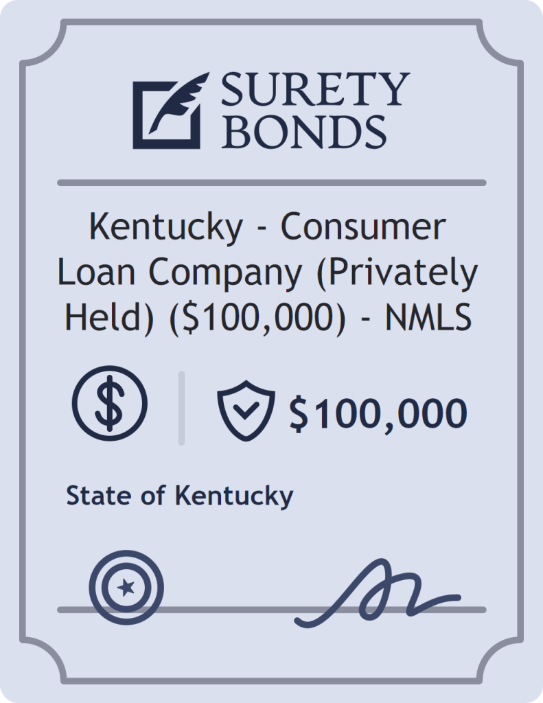 Surety bond badge for Kentucky - Consumer Loan Company (Privately Held) ($100,000) - NMLS