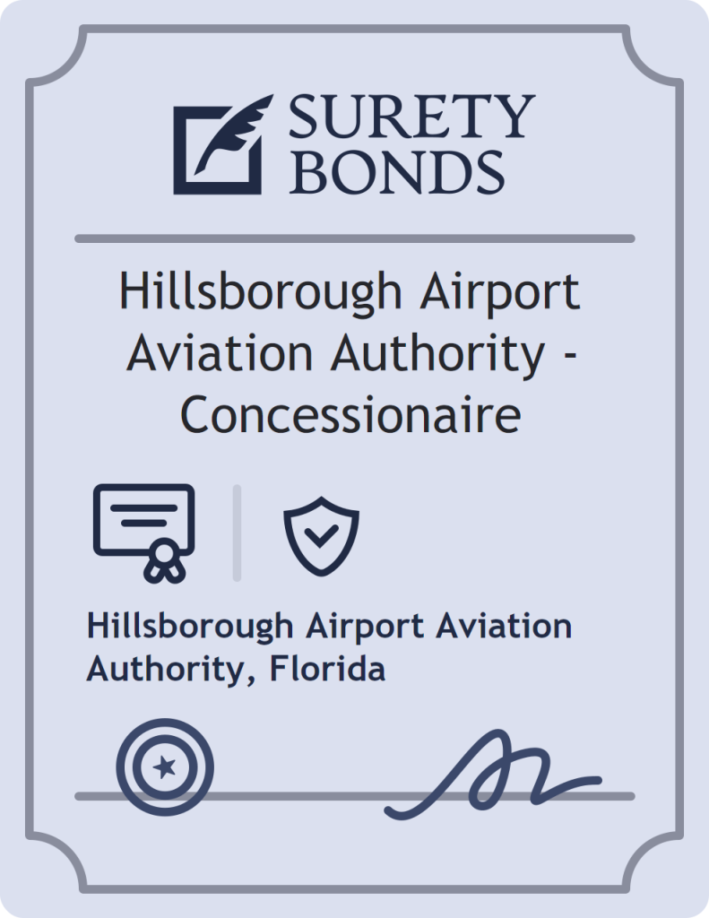 Surety bond badge for Hillsborough Airport Aviation Authority - Concessionaire