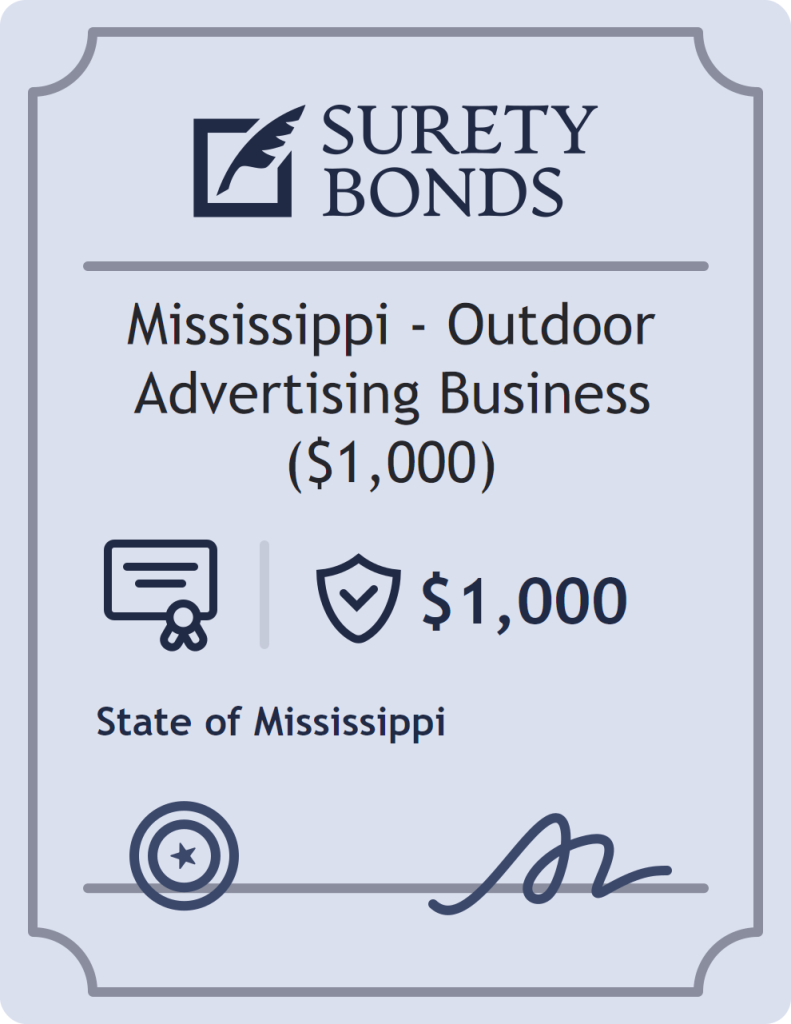 Surety bond badge for Mississippi - Outdoor Advertising Business ($1,000)